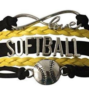 Girls Softball Bracelet - Black & Yellow